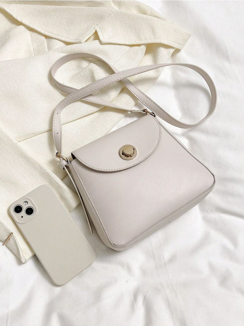 Small Square Bag Fashionable Turn-lock Flap PU
