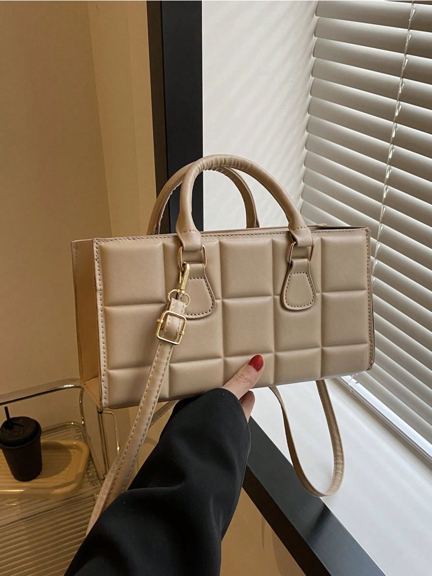 Embossed Detail Baguette Bag Double Handle PU
