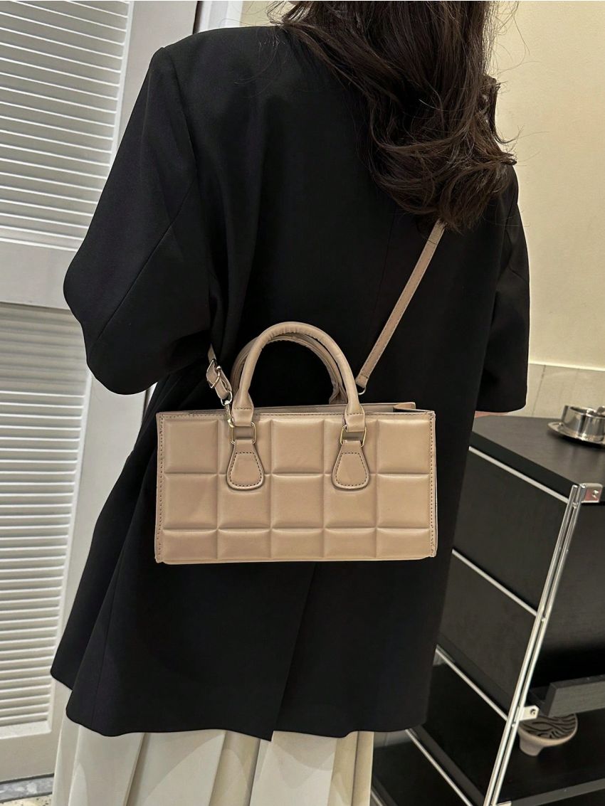 Embossed Detail Baguette Bag Double Handle PU