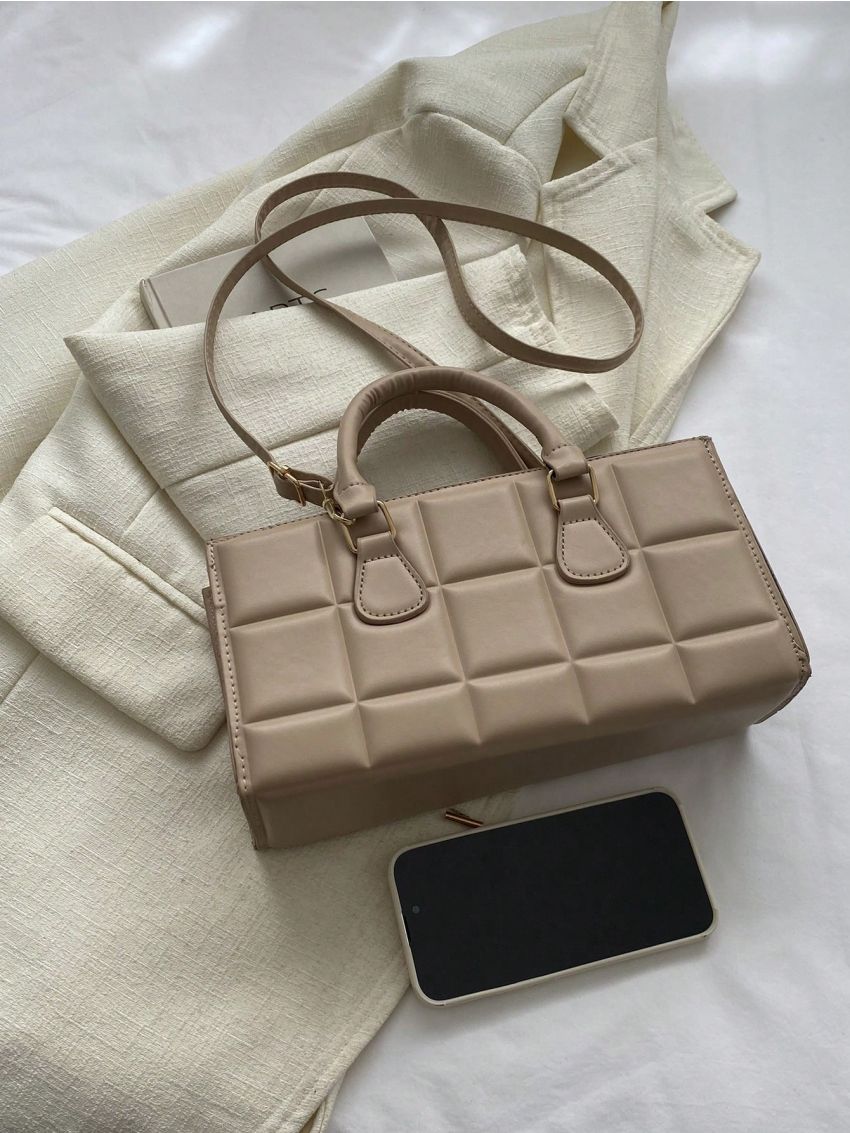 Embossed Detail Baguette Bag Double Handle PU