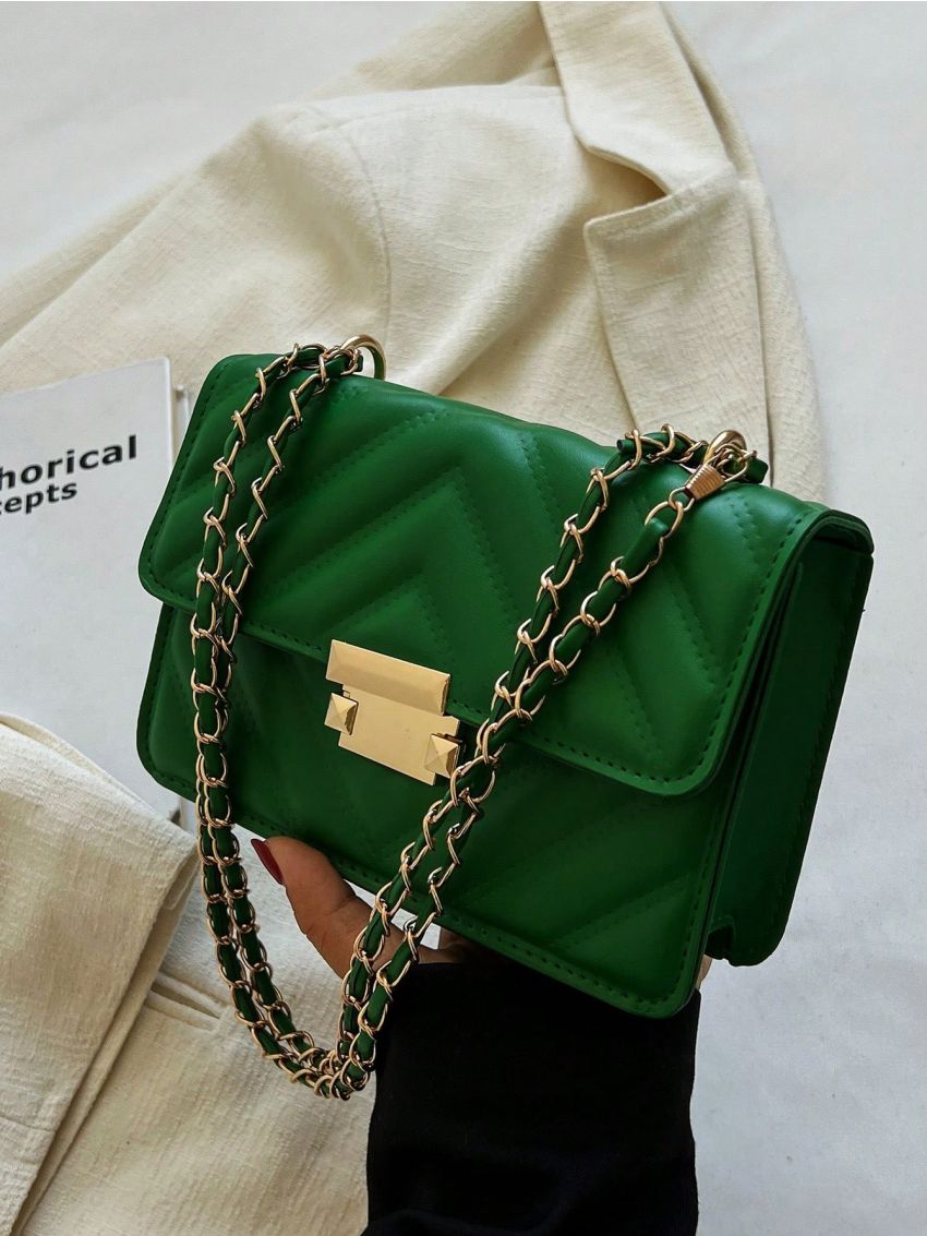 Mini Square Bag Chevron Flap PU