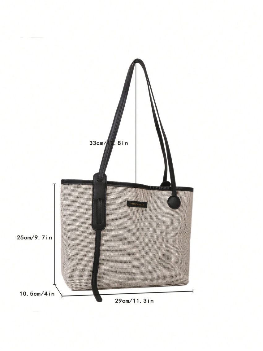 Letter Patch Decor Square Bag Medium Double Handle