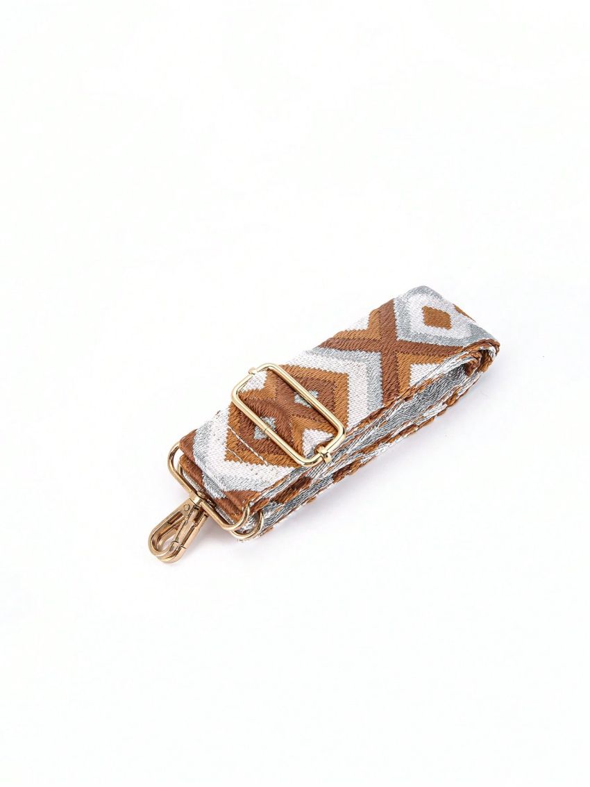 Geometric Embroidered Bag Strap Adjustable
