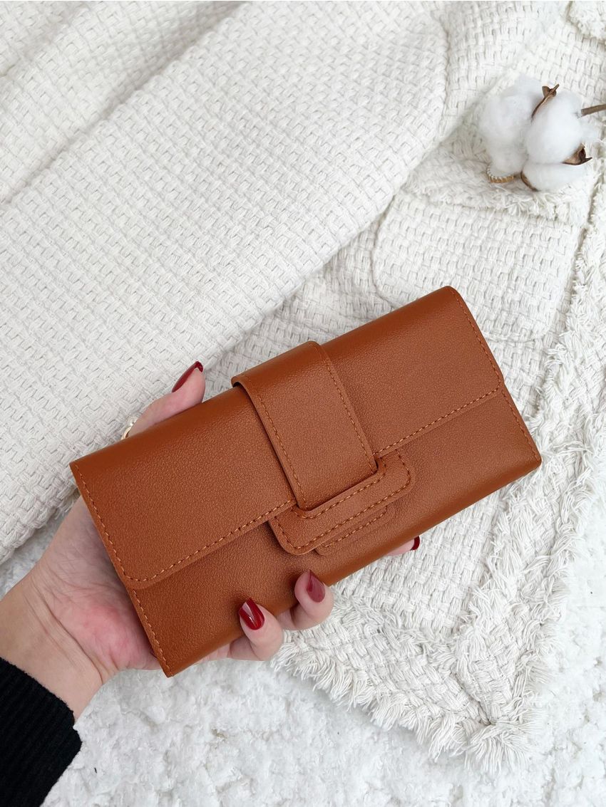 Crocodile Embossed Fold Over Long Wallet for Women