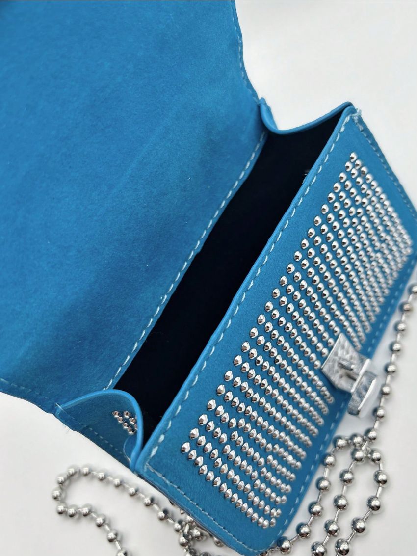 Mini Studded Decor Twist Lock Flap Square Bag