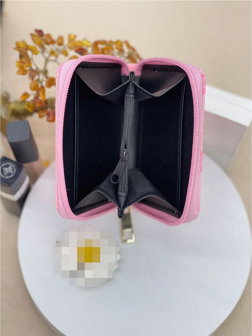 Heart Pattern Card Holder With Zipper Two Tone