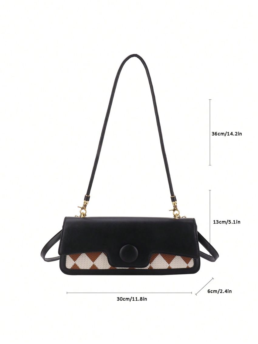 Medium Shoulder Bag Colorblock Flap Fashion Style