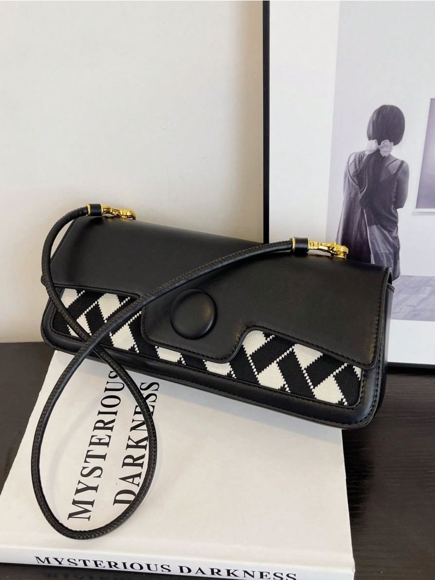 Medium Shoulder Bag Colorblock Flap Fashion Style