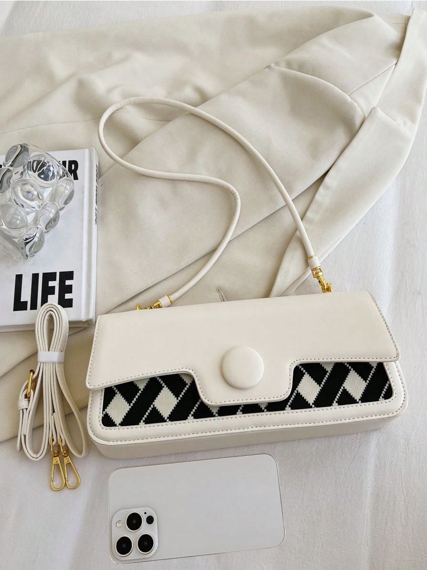 Medium Shoulder Bag Colorblock Flap Fashion Style