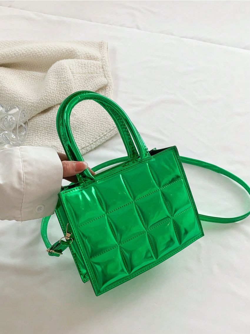 Mini Funky Square Bag Quilted Double Handle
