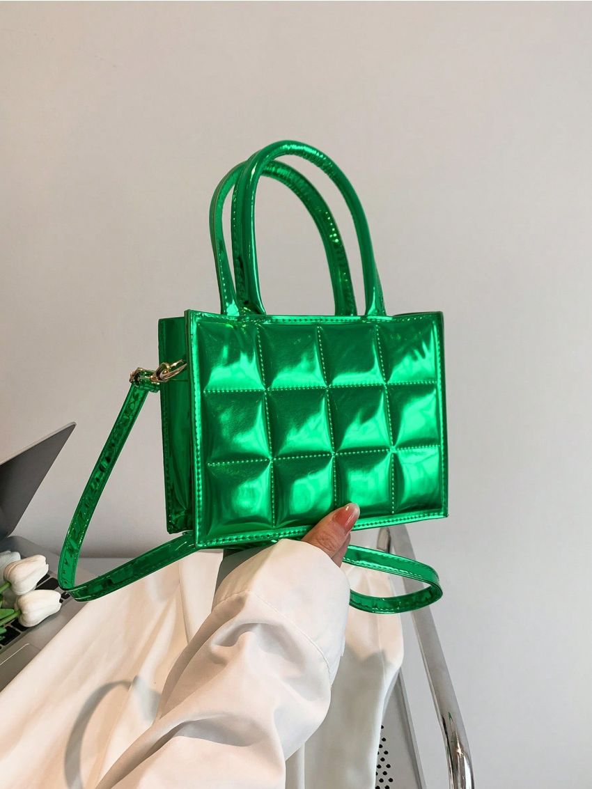 Mini Funky Square Bag Quilted Double Handle