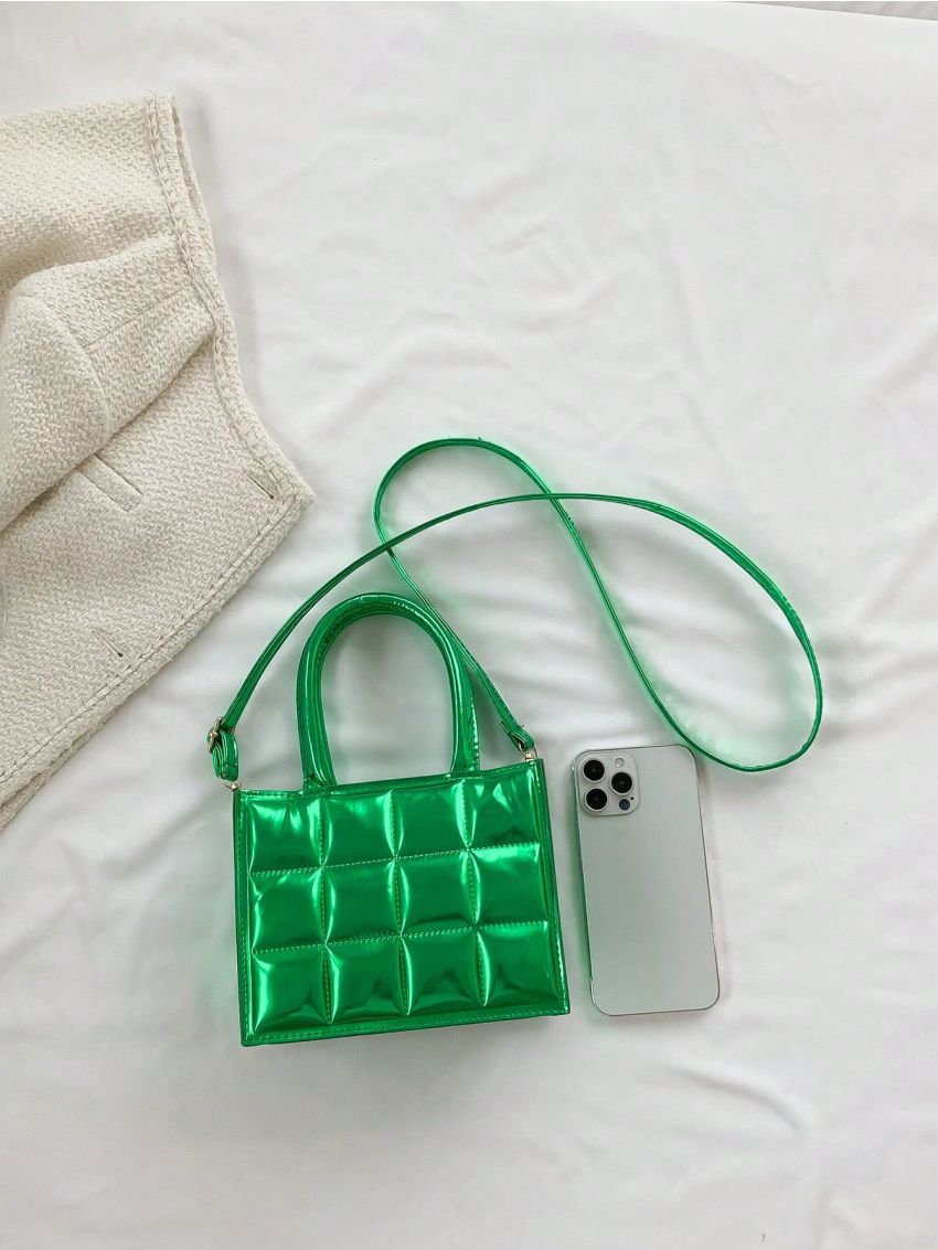 Mini Funky Square Bag Quilted Double Handle