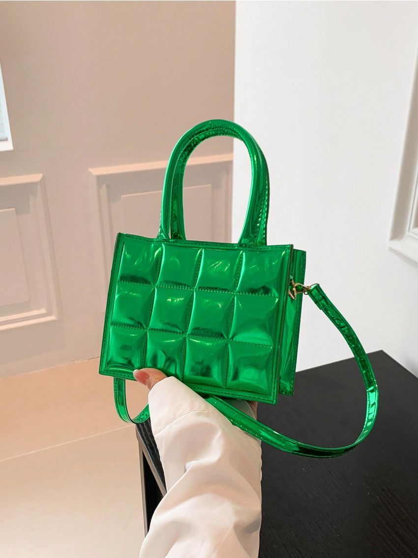 Mini Funky Square Bag Quilted Double Handle