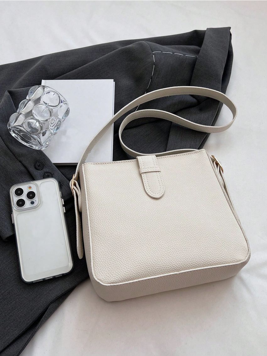 Medium Square Bag Litchi Embossed Minimalist