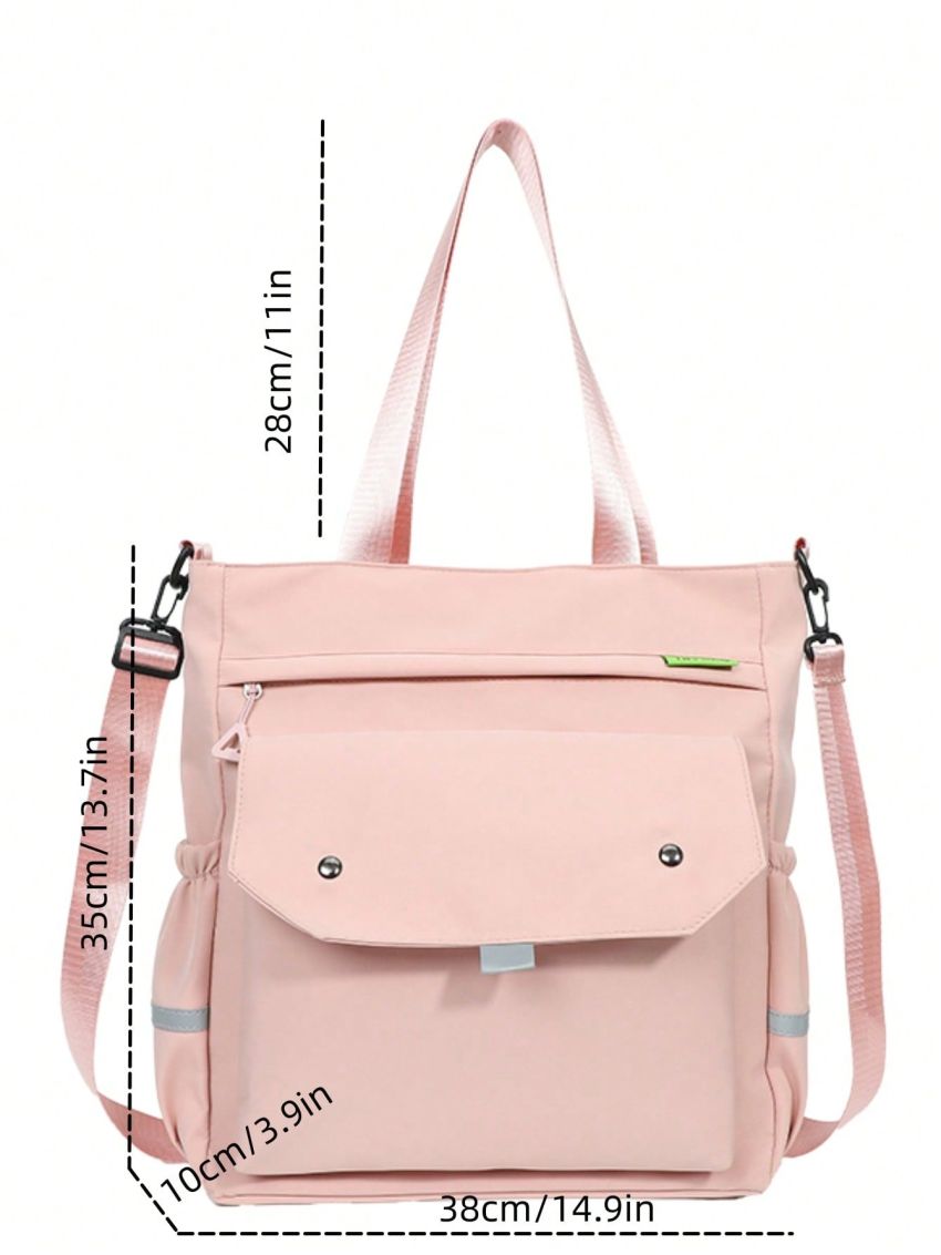 Medium Zipper Shopper Bag Pink Letter Graphic Adjustable-strap