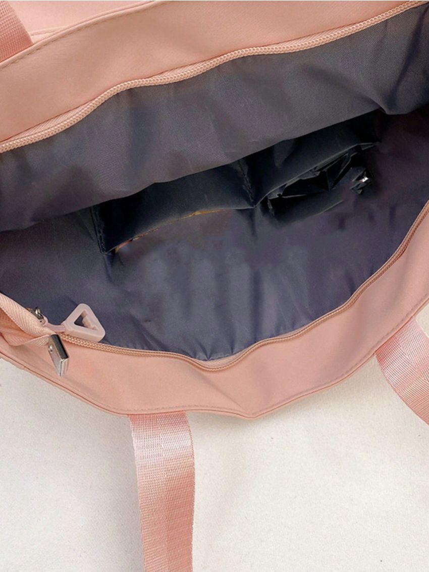 Medium Zipper Shopper Bag Pink Letter Graphic Adjustable-strap