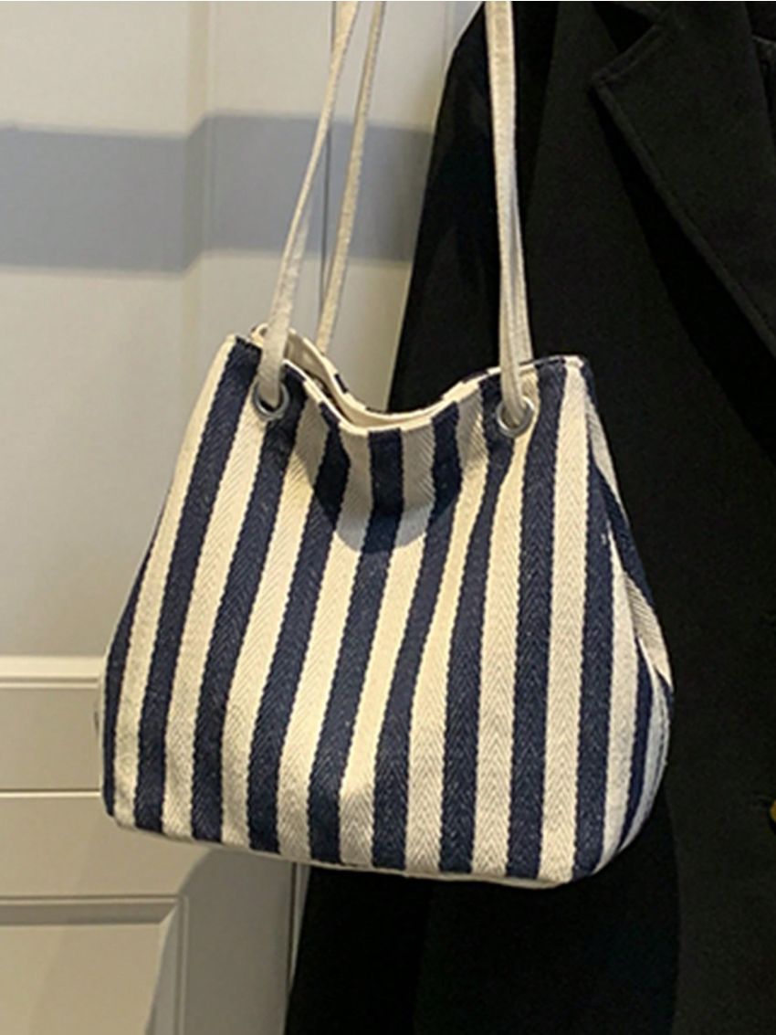 Striped Pattern Shoulder Bag Small Double Handle