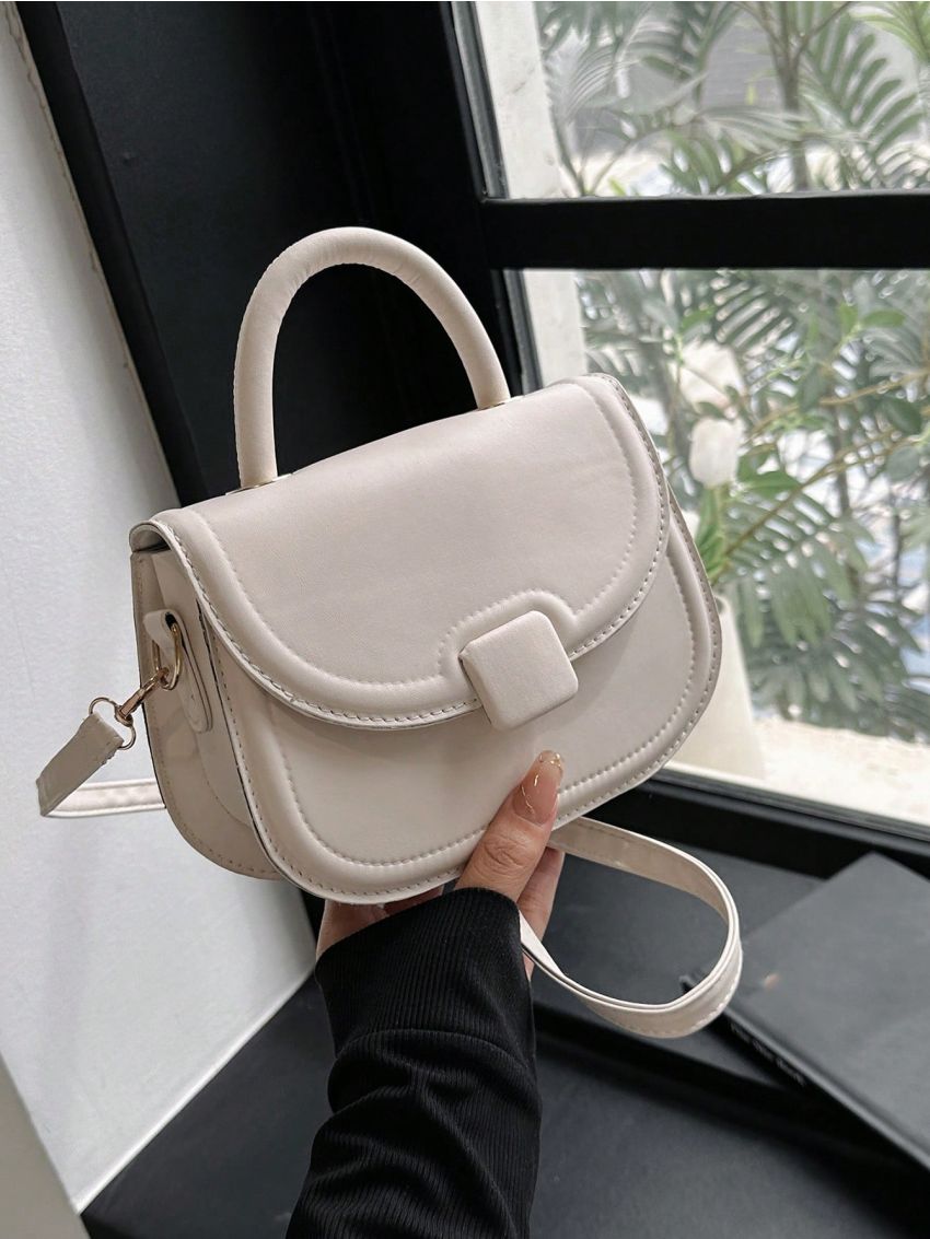 Mini Saddle Bag Beige Minimalist Flap For Work