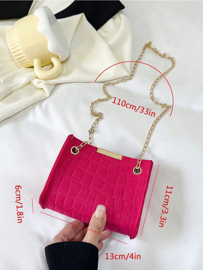 Mini Square Bag Faux Pearl & Heart Decor Neon Orange PU Funky