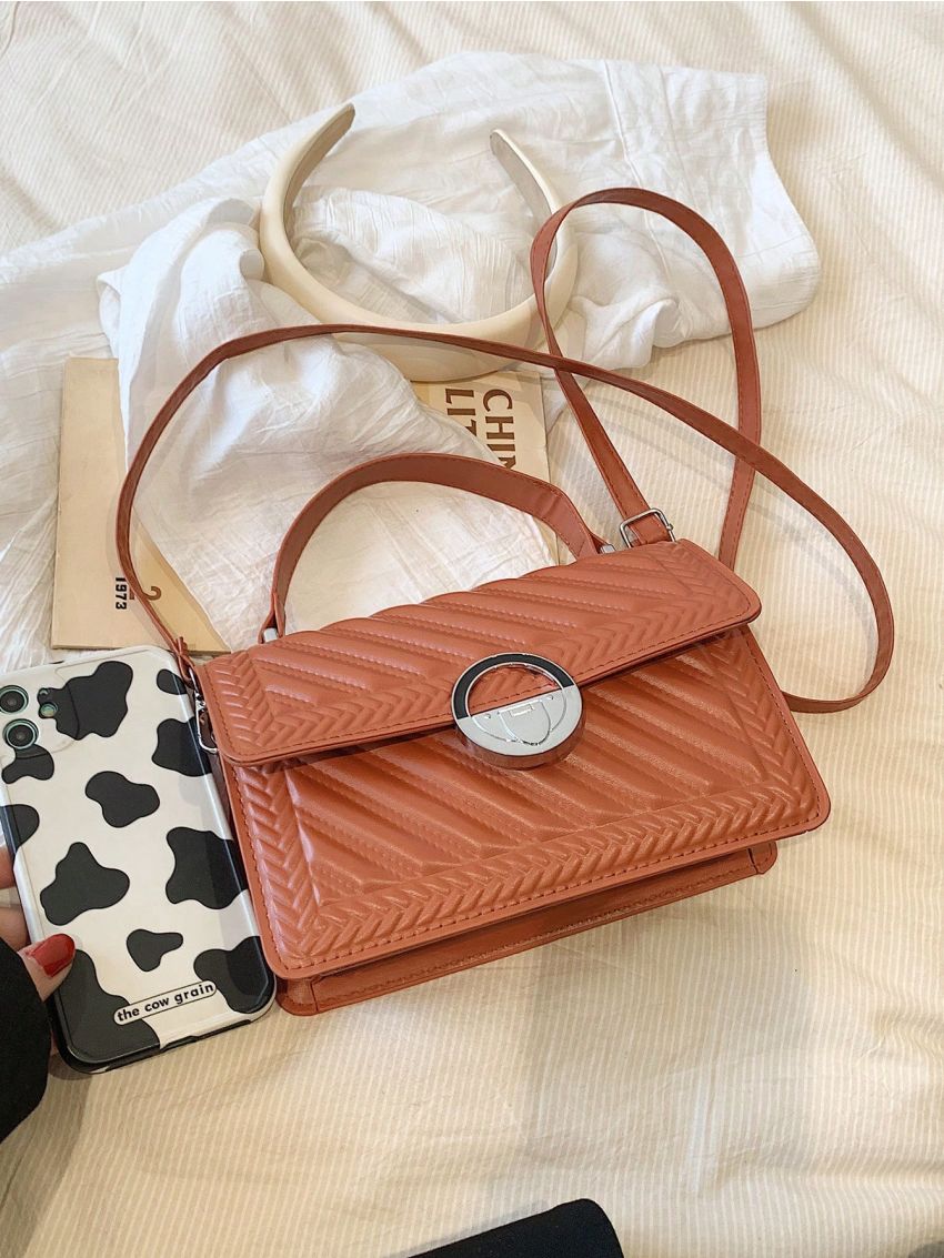 Quilted Square Bag Flap PU