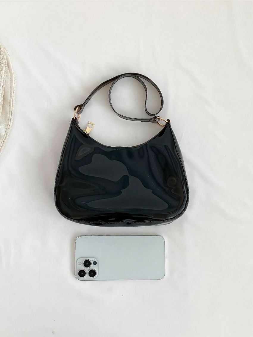 PVC Hobo Bag Black Minimalist, Clear Bag