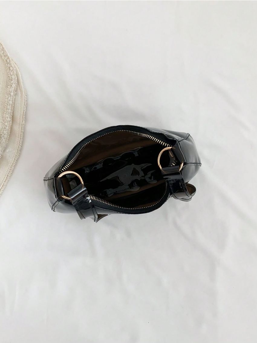 PVC Hobo Bag Black Minimalist, Clear Bag