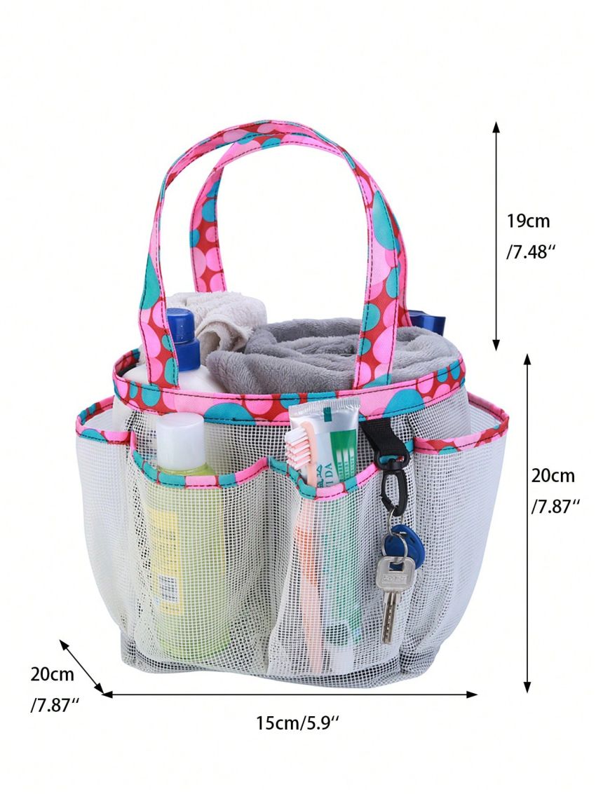 Quick Dry Mesh Shower Caddy, Hanging Shower Tote Bag Toiletry Bath Organizer Makeup Cosmetic Storage Bag Basket with 8 Storage Pockets for Home Gym Travel Dorm Bathroom Washing Bag Case with Handle