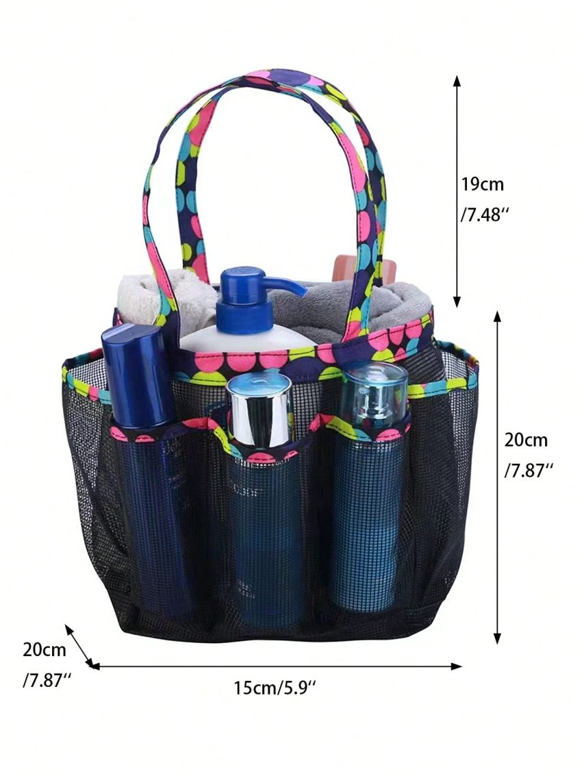 Quick Dry Mesh Shower Caddy, Hanging Shower Tote Bag Toiletry Bath Organizer Makeup Cosmetic Storage Bag Basket with 8 Storage Pockets for Home Gym Travel Dorm Bathroom Washing Bag Case with Handle