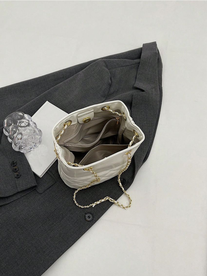 Mini Quilted Bucket Bag Drawstring Design Elegant