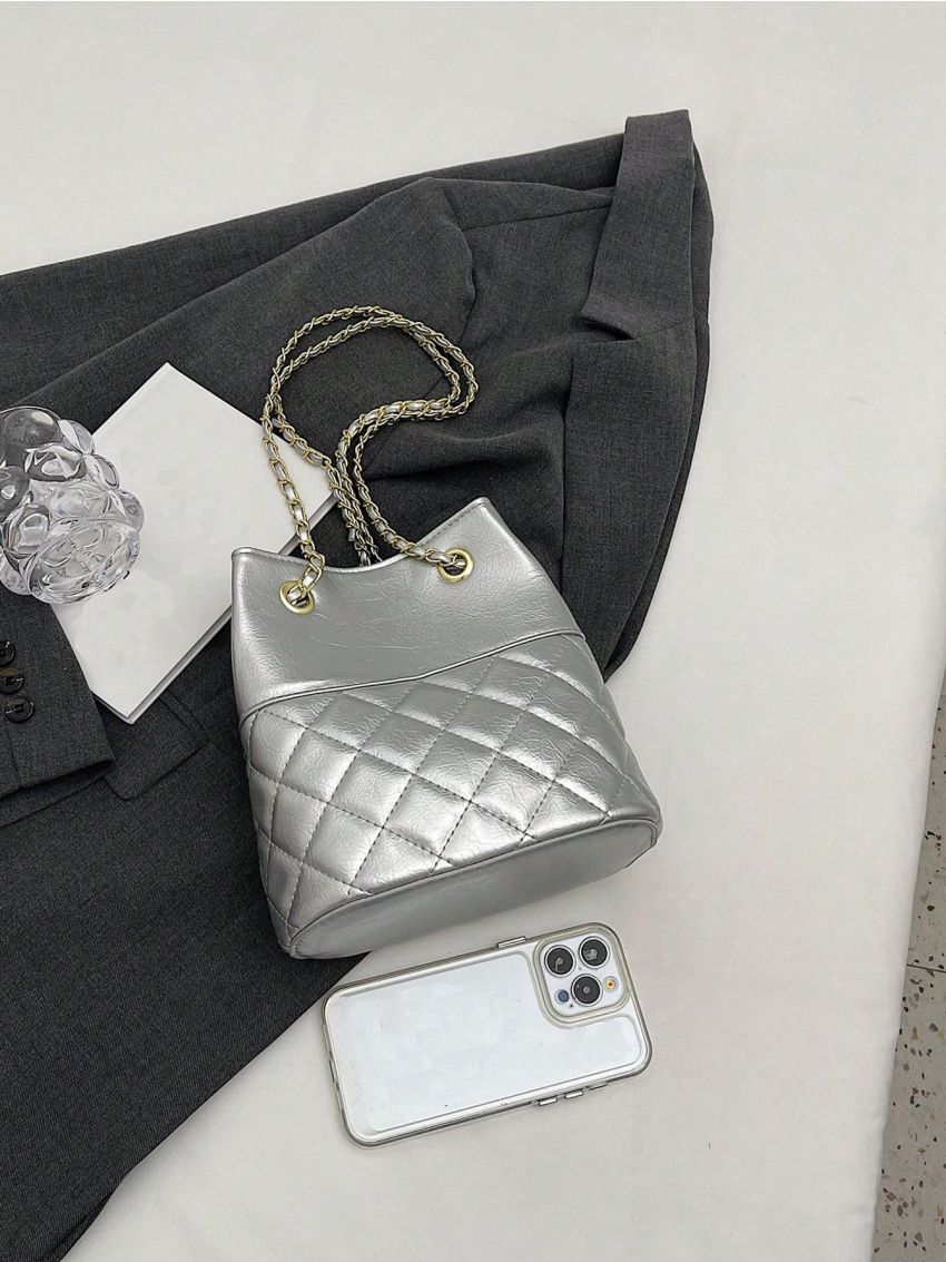 Mini Quilted Bucket Bag Drawstring Design Funky