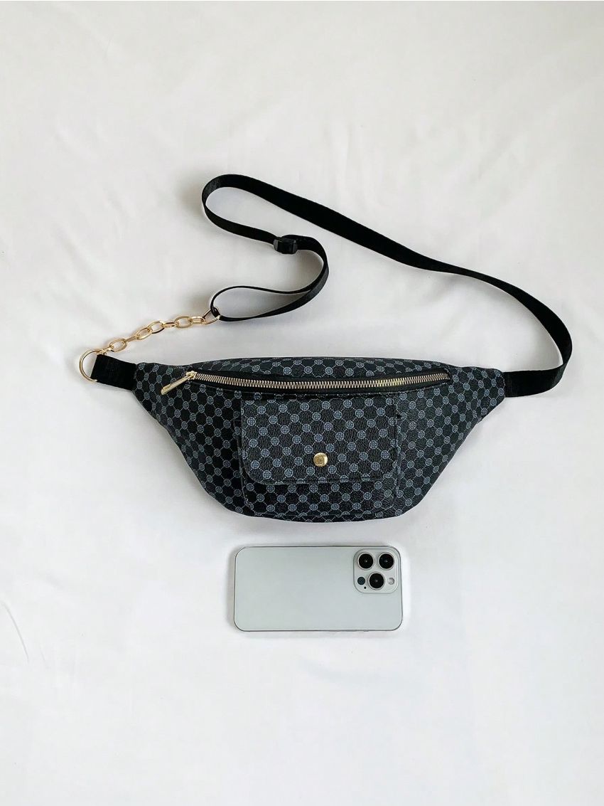 Geometric Pattern Fanny Pack Zipper Large Capacity