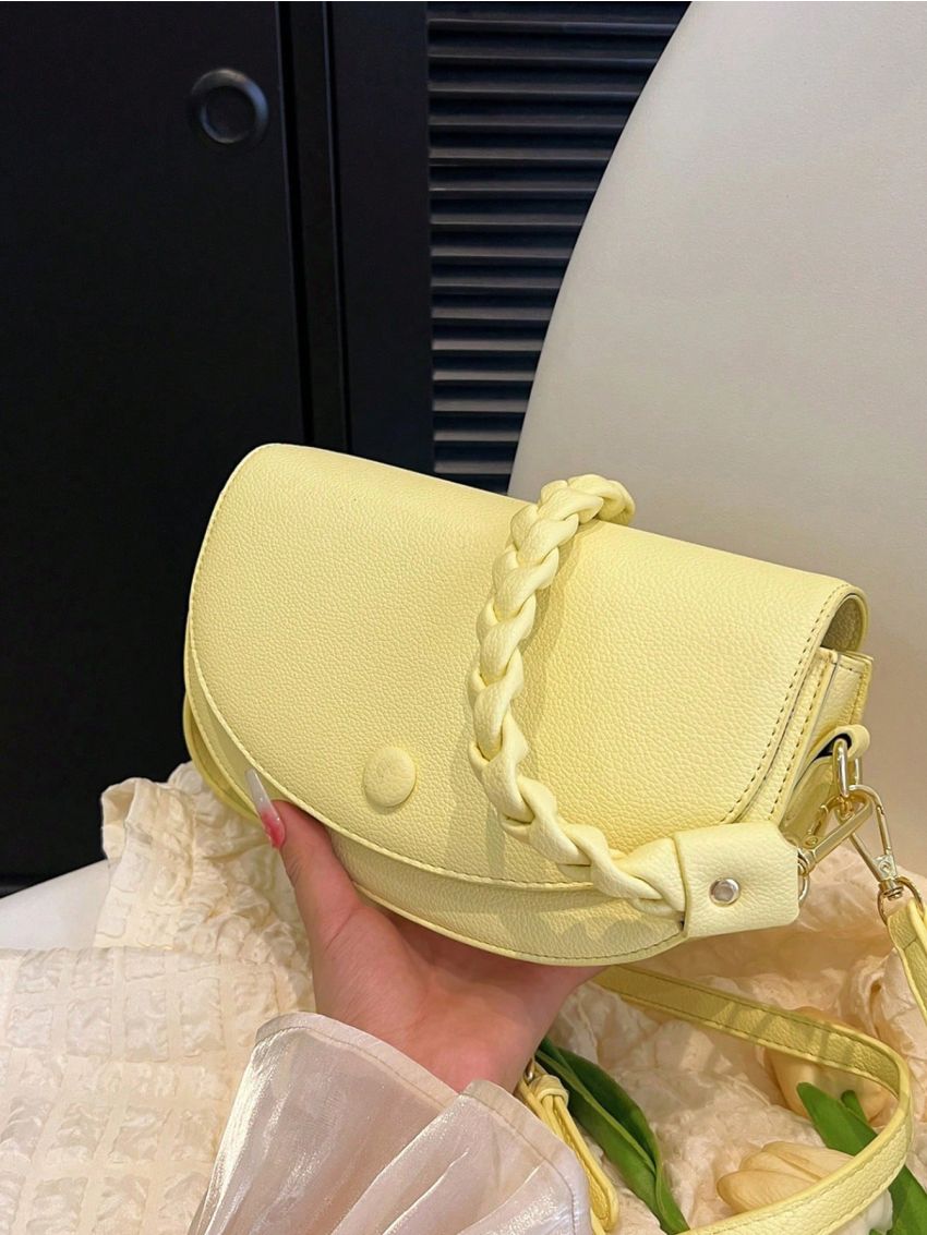 Minimalist Saddle Bag Flap Small Yellow Pu