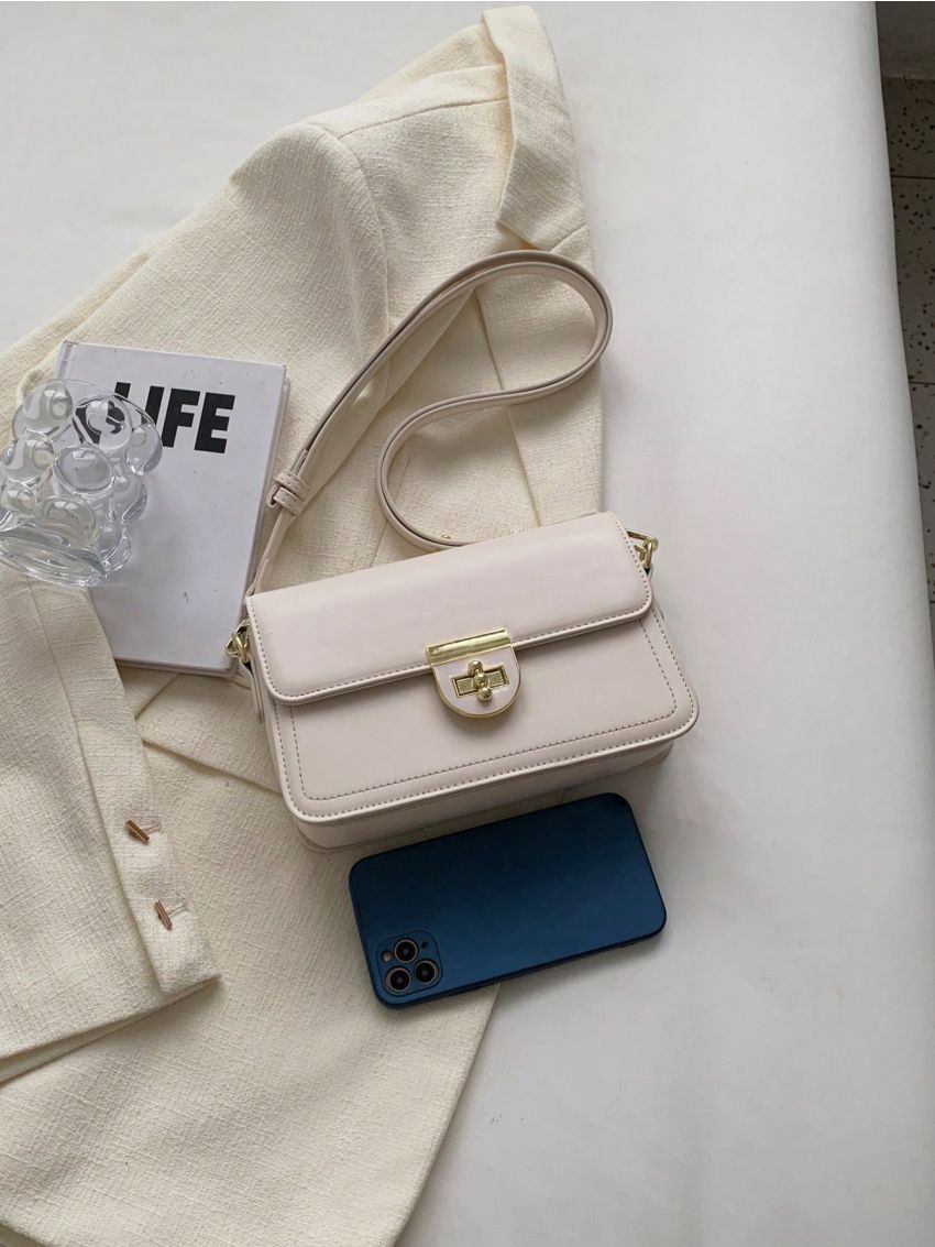 Minimalist Square Bag Small Flap Twist Lock