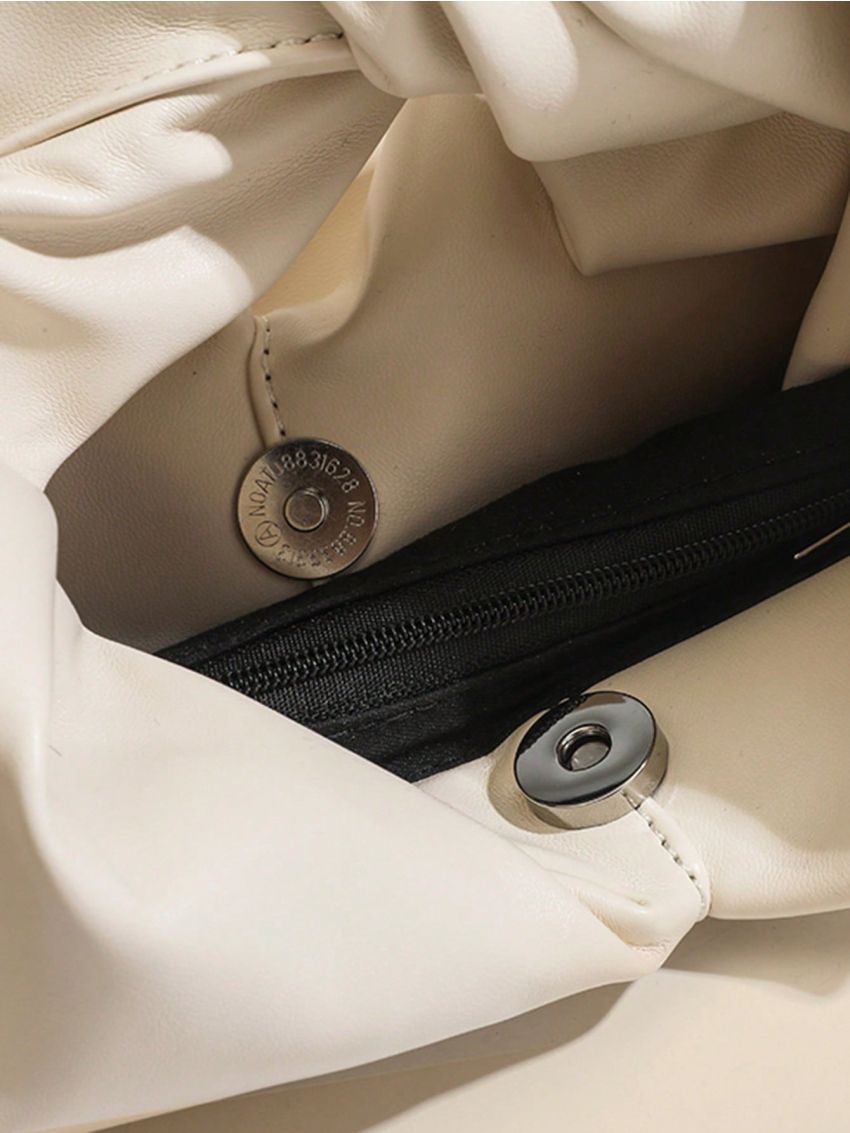 Minimalist Hobo Bag Medium Beige Elegant Top Handle