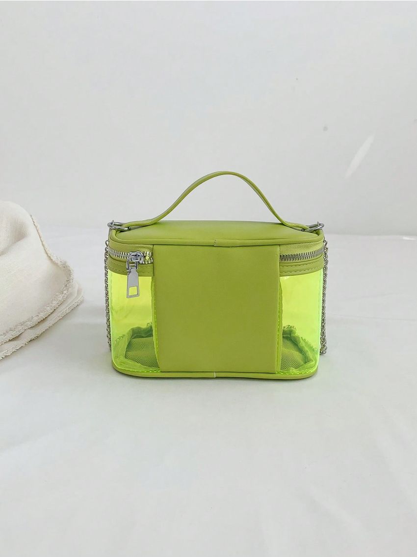 Mini Satchel Bag Clear PVC Neon Lime Funky