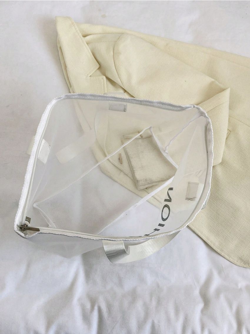 Large Beach Bag Letter Graphic Mesh Design Clear