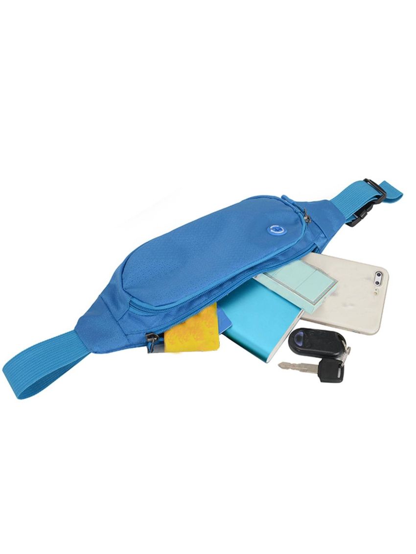 1pc Multi Functional Blue Polyester Running Waist Bag