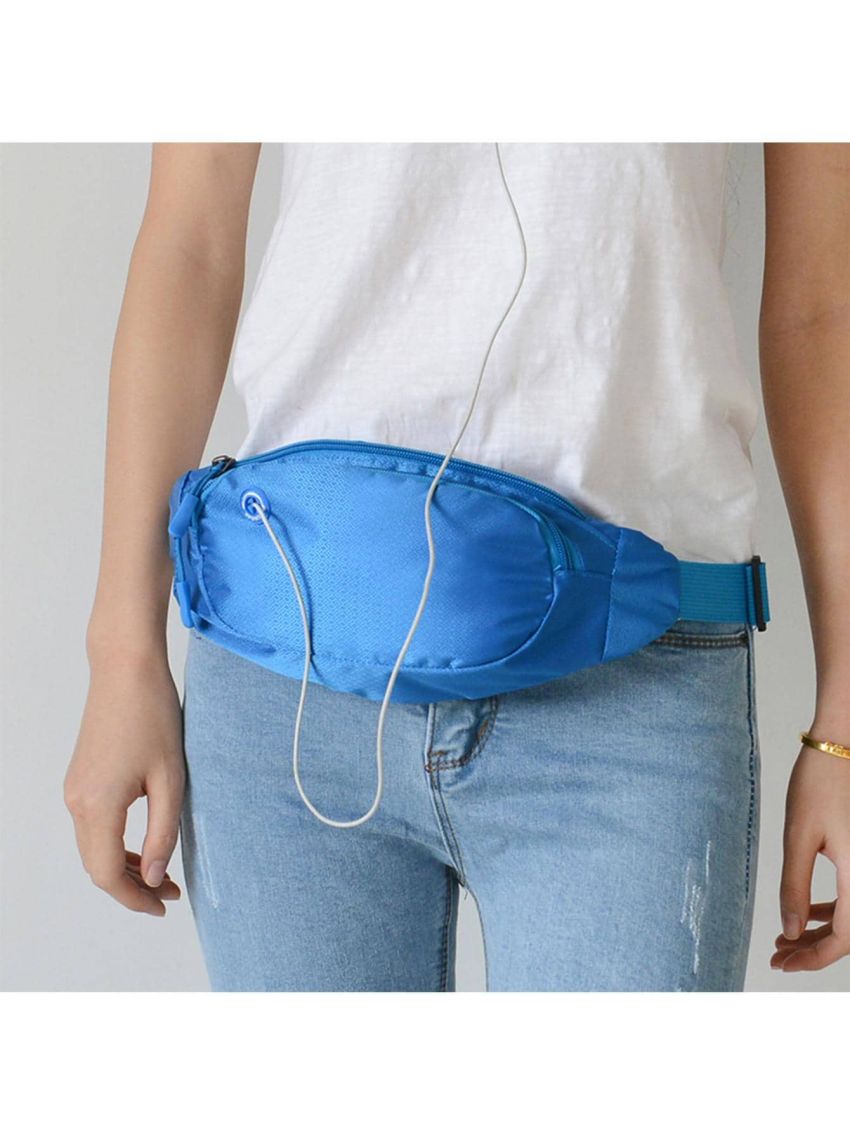 1pc Multi Functional Blue Polyester Running Waist Bag