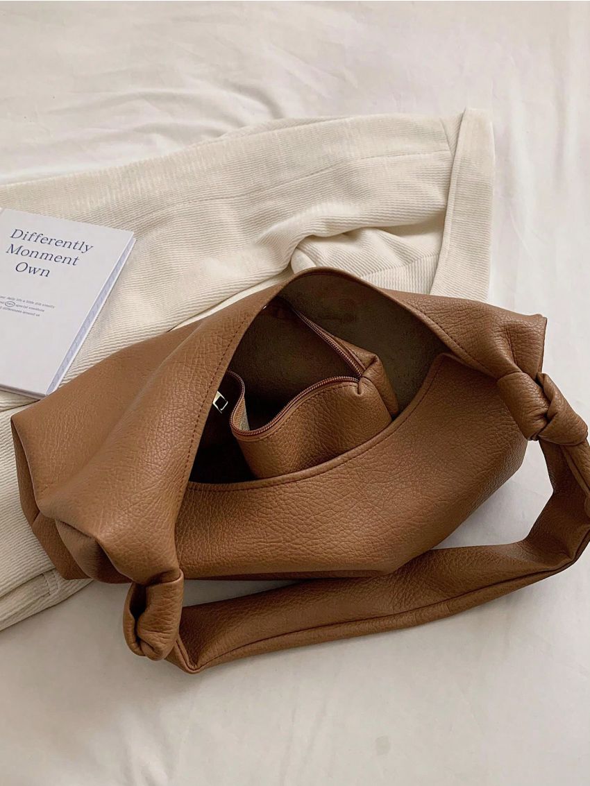 Medium Hobo Bag Solid Color Minimalist Style