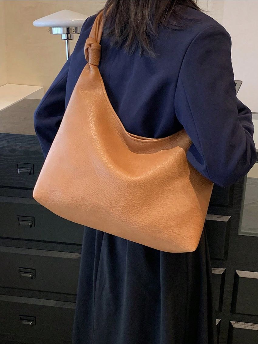 Medium Hobo Bag Solid Color Minimalist Style