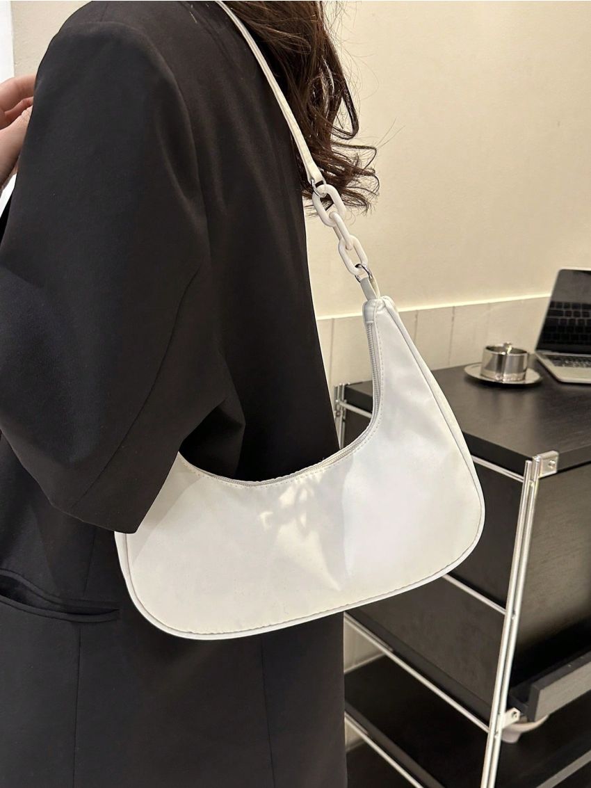 Medium Hobo Bag Solid Color Nylon