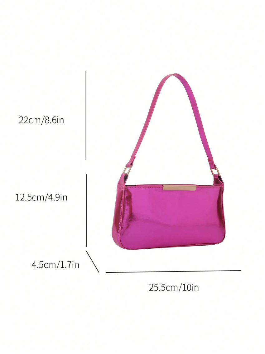 Metal Detail Baguette Bag Funky Pink