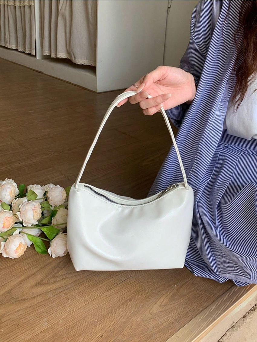 Small Hobo Bag White Minimalist For Daily