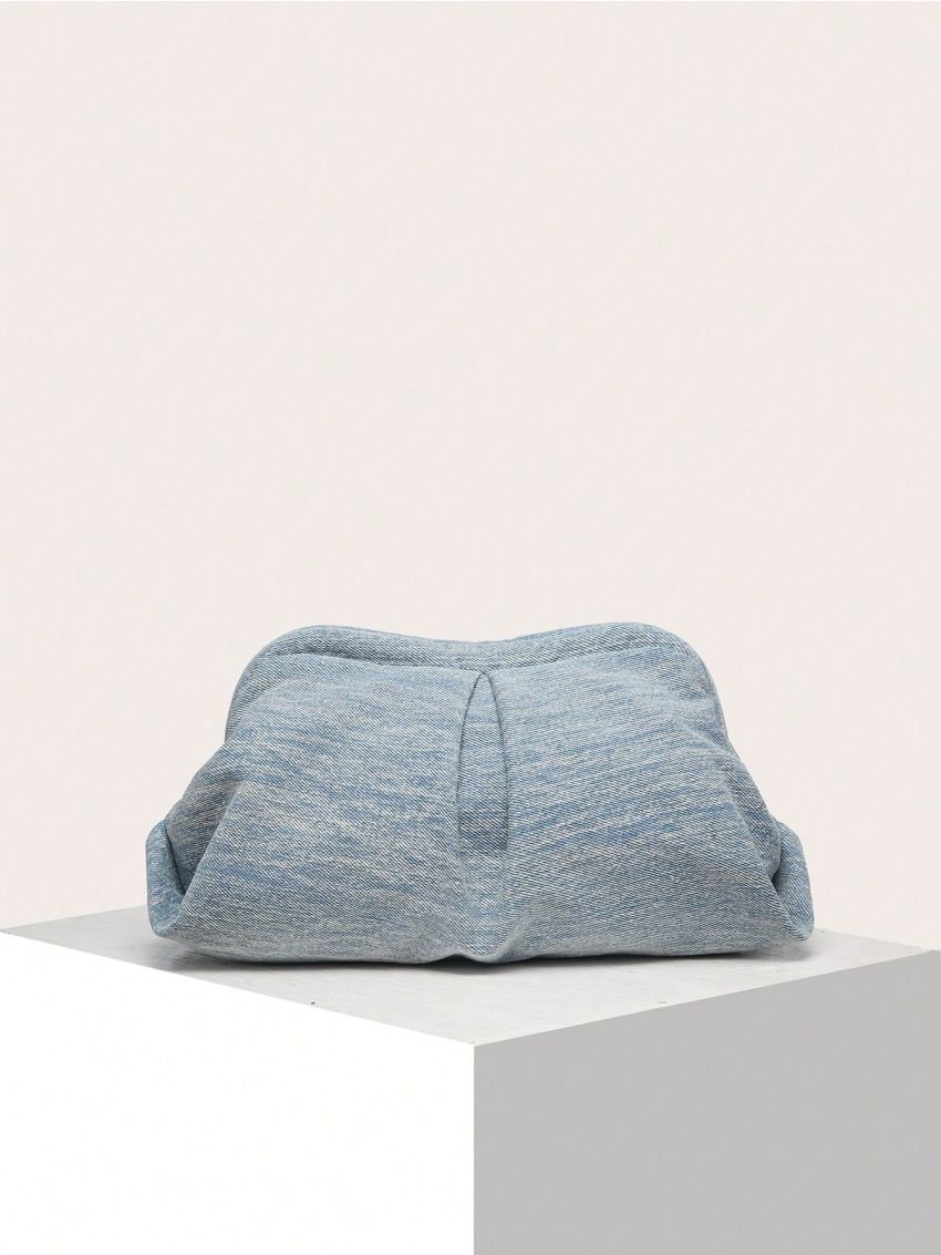 Metallic Ruched Bag Silver Clutch Bag For Daily