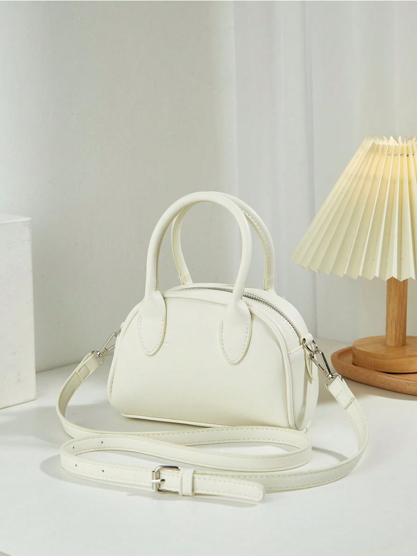 Mini Dome Bag White Minimalist Double Handle For Daily