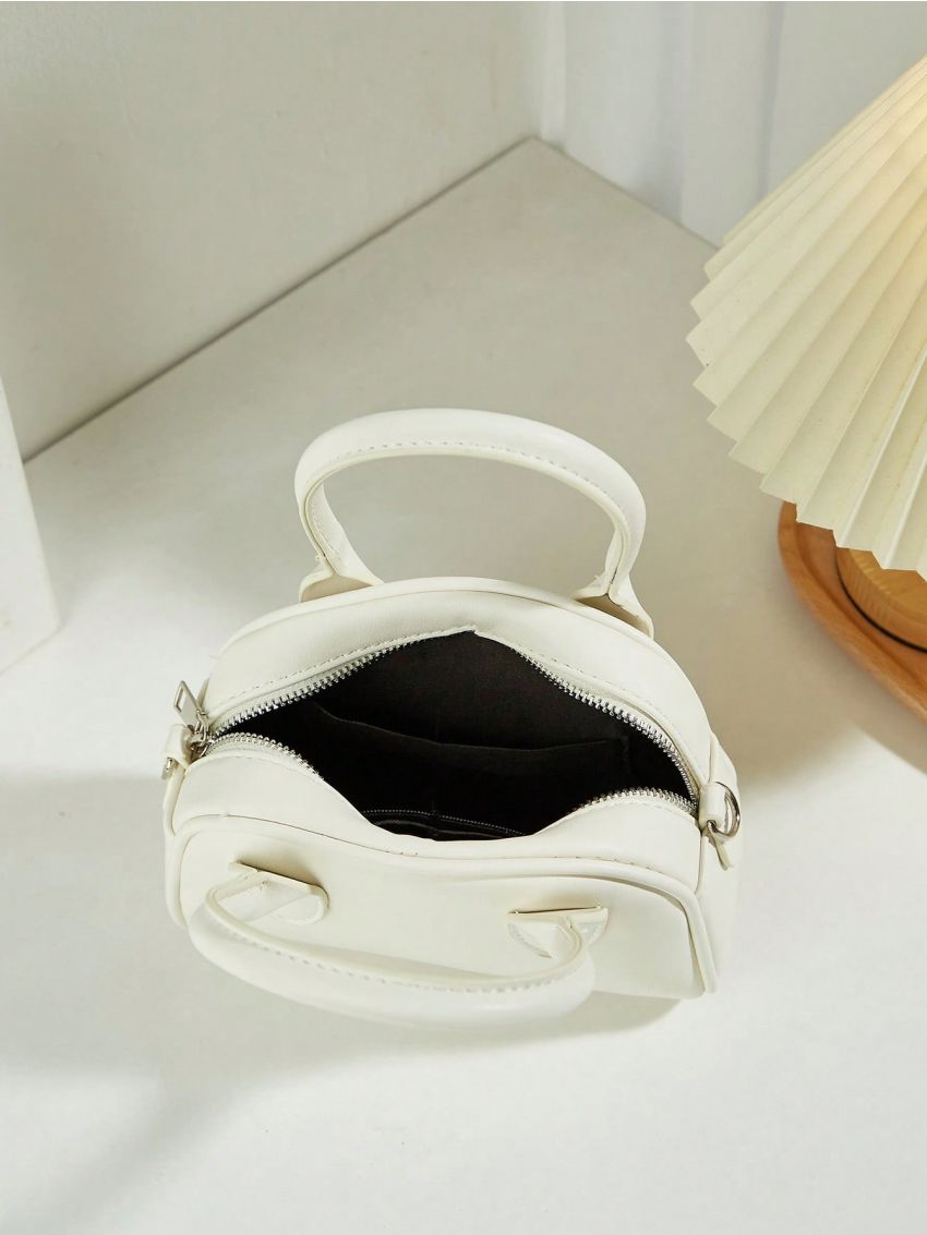 Mini Dome Bag White Minimalist Double Handle For Daily