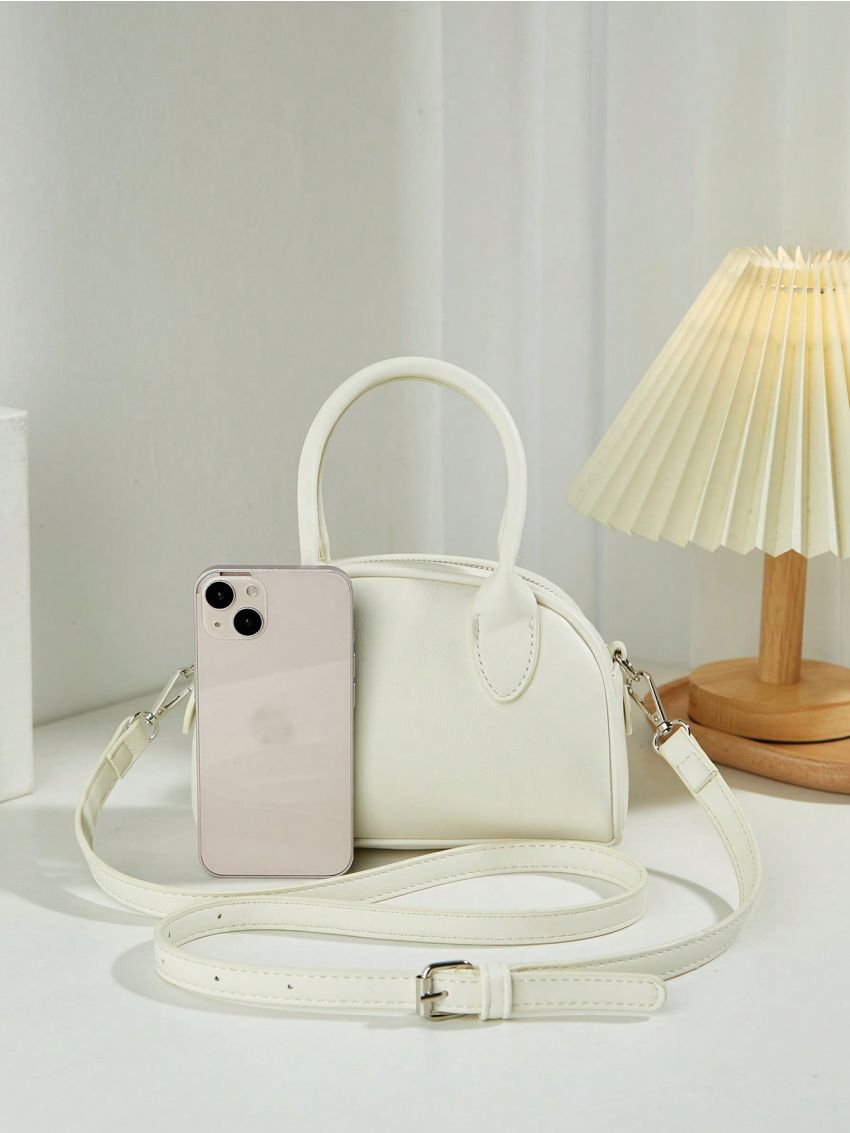 Mini Dome Bag White Minimalist Double Handle For Daily
