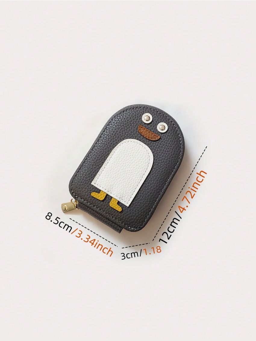 Penguin Patch Decor Coin Purse 11-slot Zipper PU