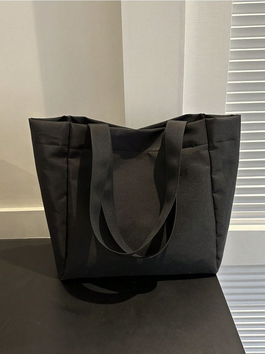 Small Shopper Bag Plain Double Handle Black