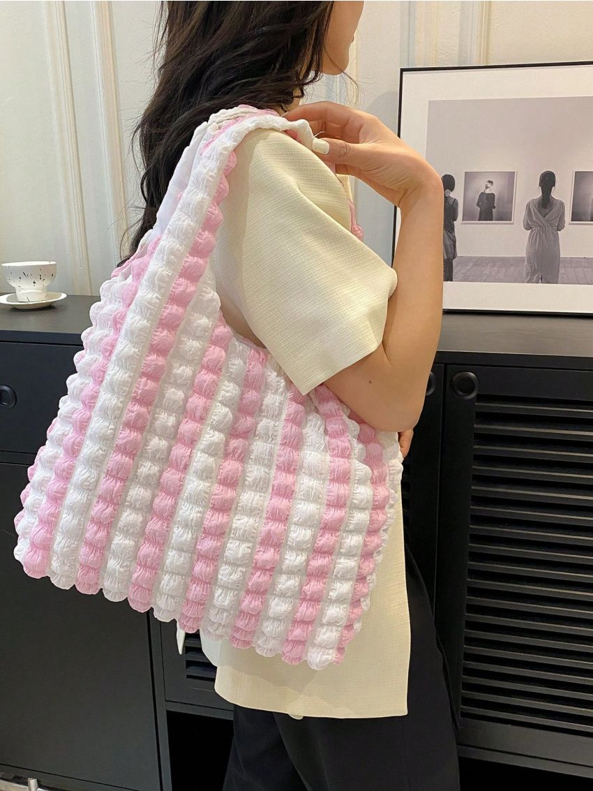 Polyester Shopper Bag Two Tone Casual